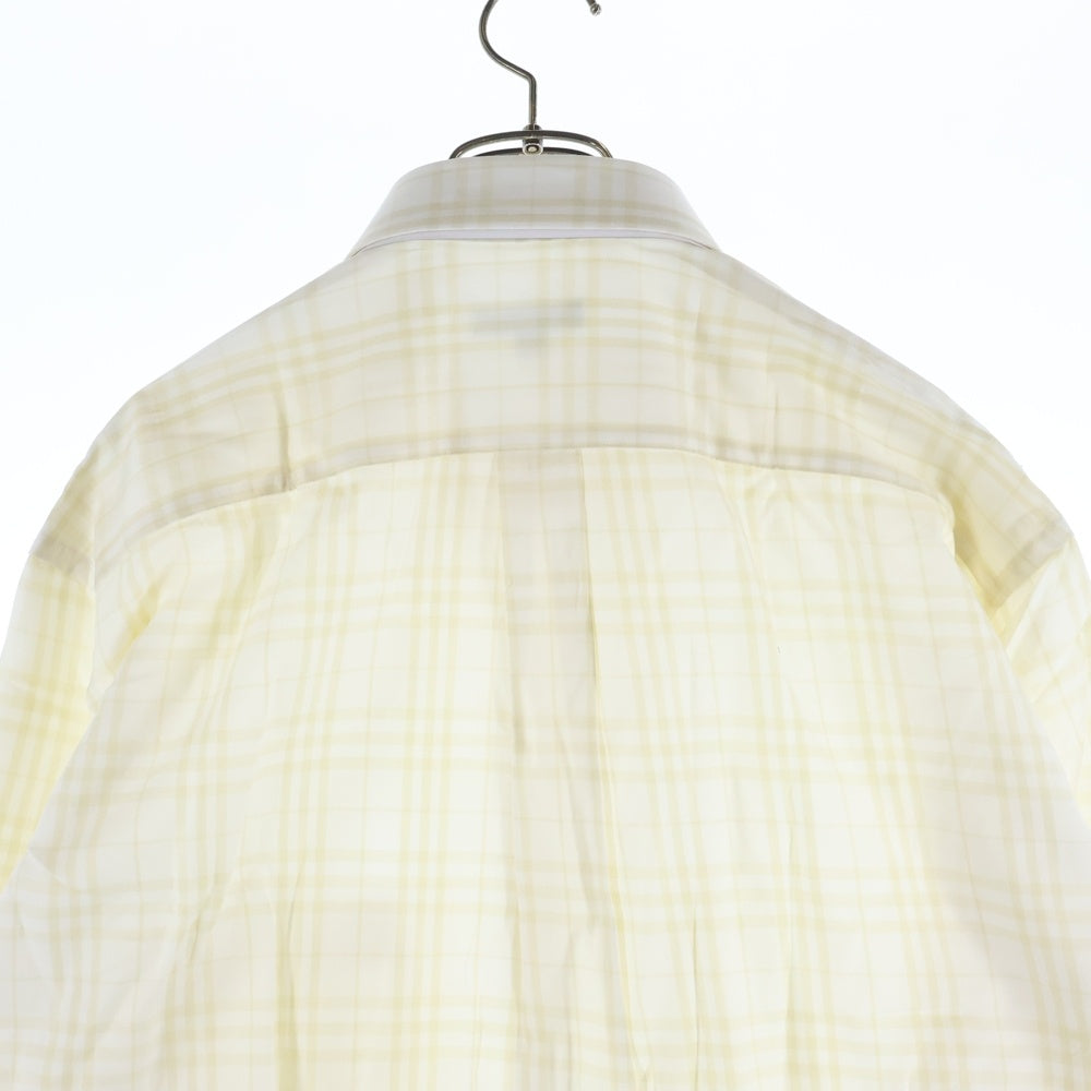 BURBERRY(バーバリー) エンブロイダリー ロゴ ノヴァチェック ボタンダウン 長袖 シャツ ホワイト/イエロー