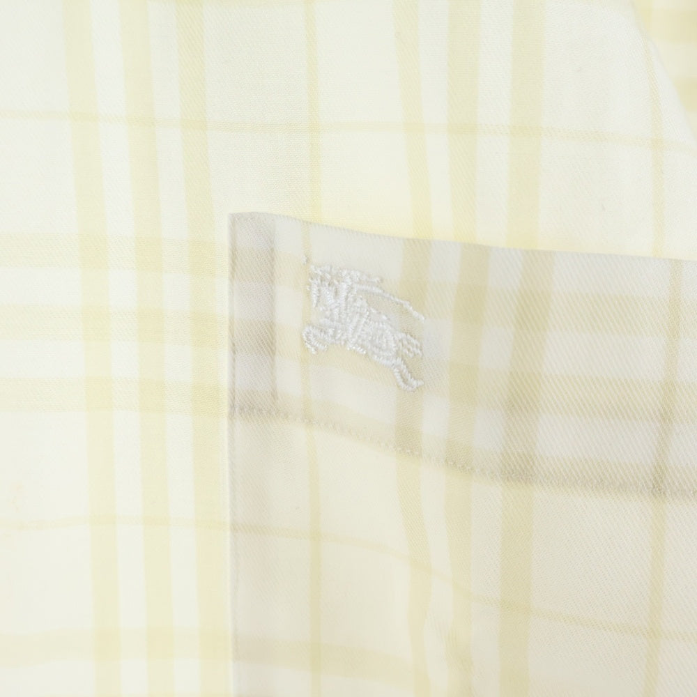 BURBERRY(バーバリー) エンブロイダリー ロゴ ノヴァチェック ボタンダウン 長袖 シャツ ホワイト/イエロー