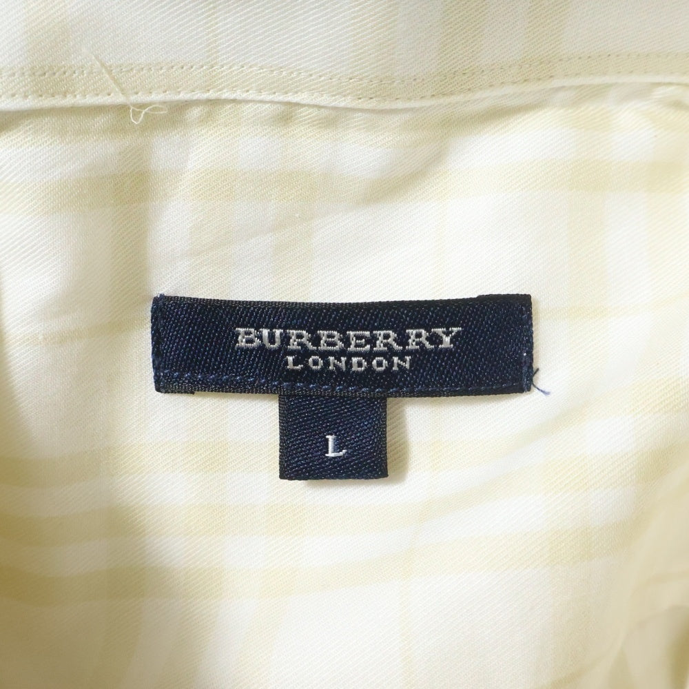BURBERRY(バーバリー) エンブロイダリー ロゴ ノヴァチェック ボタンダウン 長袖 シャツ ホワイト/イエロー