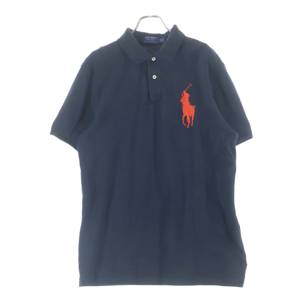 POLO SPORT RALPH LAUREN(ポロスポーツラルフローレン) 胸エンブロイダリーデザイン 鹿の子 半袖ポロシャツ ネイビー