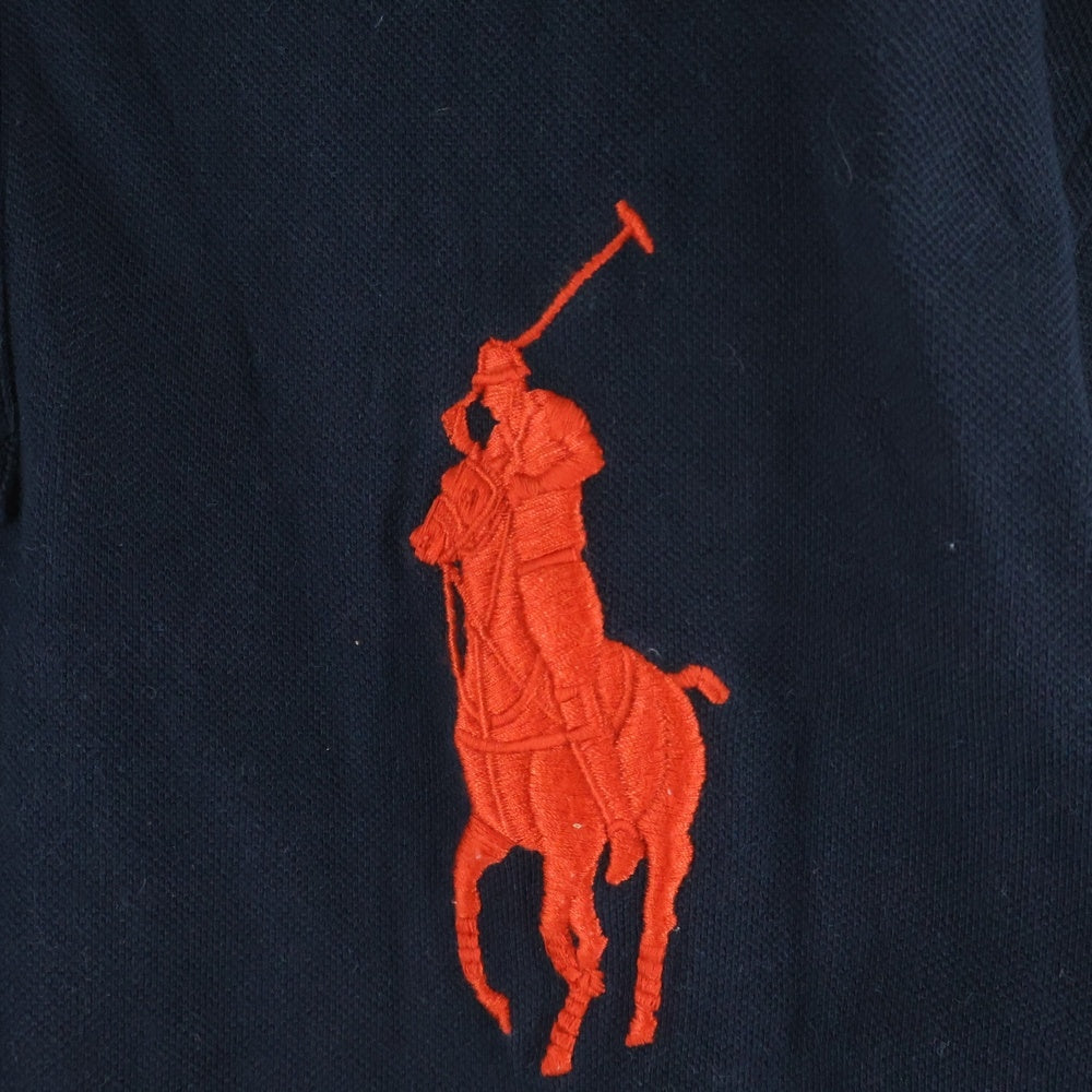 POLO SPORT RALPH LAUREN(ポロスポーツラルフローレン) 胸エンブロイダリーデザイン 鹿の子 半袖ポロシャツ ネイビー