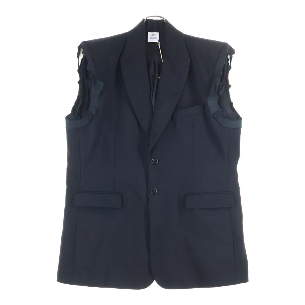 VETEMENTS(ヴェトモン) スリーブクラッシュデザイン ロング テーラードベスト ブラック UA65JA705B