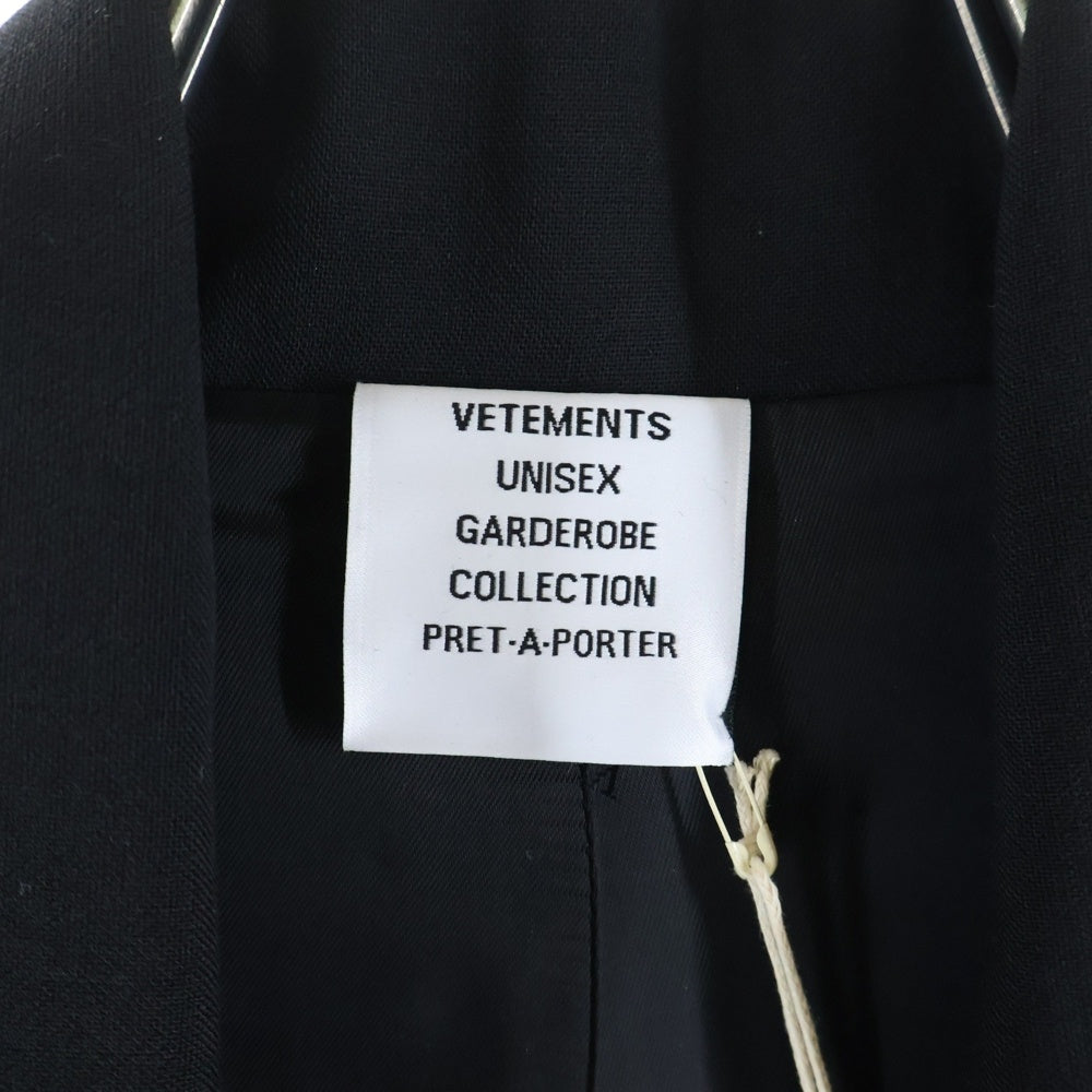 VETEMENTS(ヴェトモン) スリーブクラッシュデザイン ロング テーラードベスト ブラック UA65JA705B