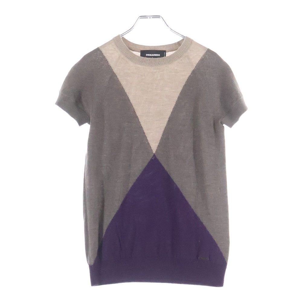 DSQUARED2(ディースクエアード) ショートスリーブ クルーネックニットセーター レディース ブラウン/パープル S75HA0463