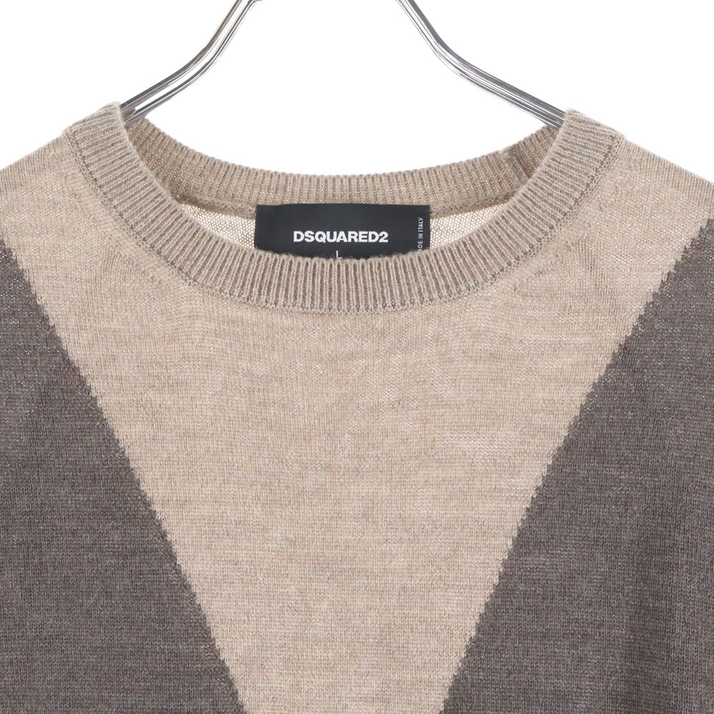 DSQUARED2(ディースクエアード) ショートスリーブ クルーネックニットセーター レディース ブラウン/パープル S75HA0463
