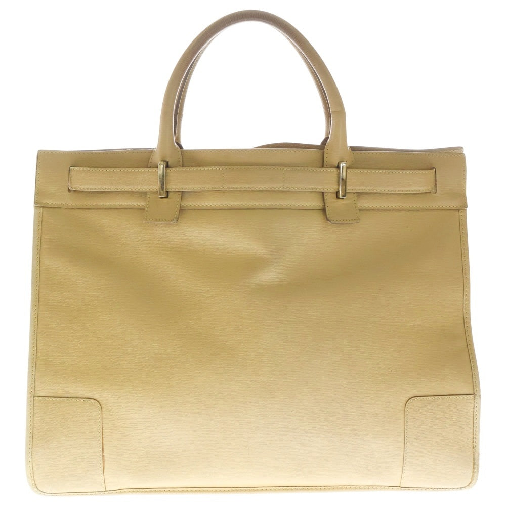 GUCCI(グッチ) ゴールド金具 レザー ビジネス ハンド トートバッグ ベージュ 28711