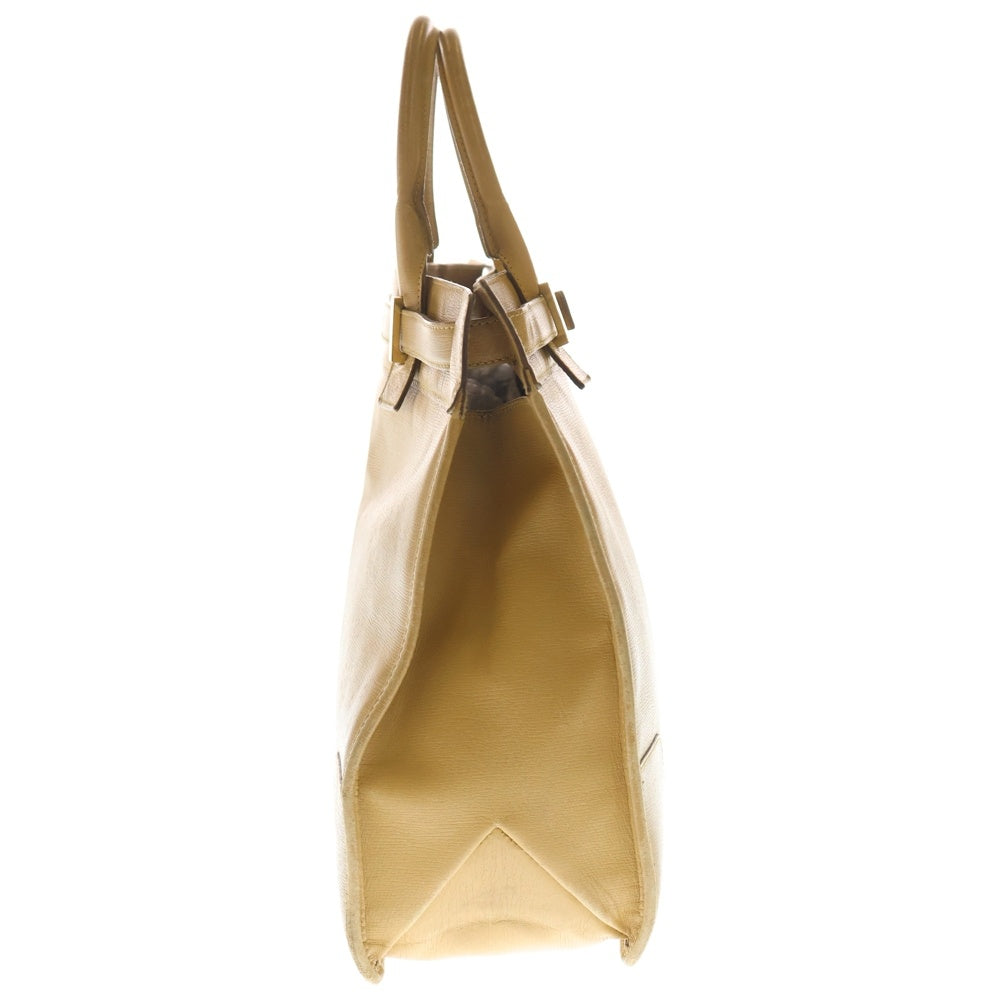GUCCI(グッチ) ゴールド金具 レザー ビジネス ハンド トートバッグ ベージュ 28711