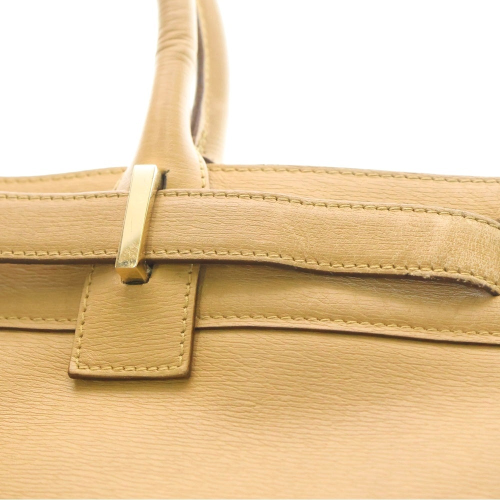GUCCI(グッチ) ゴールド金具 レザー ビジネス ハンド トートバッグ ベージュ 28711