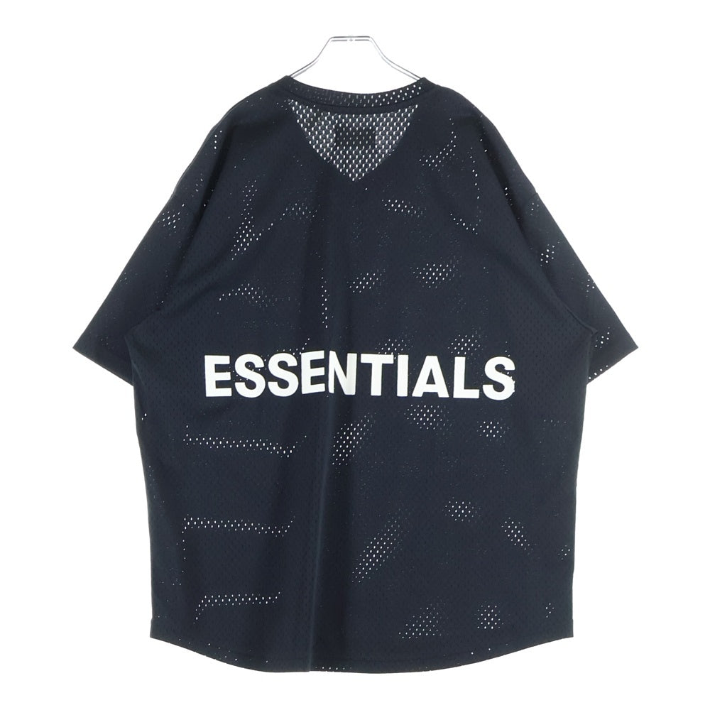 FEAR OF GOD ESSENTIALS(フィアオブゴッド エッセンシャルズ) バックロゴプリント メッシュ Vネック Tシャツ ブラック