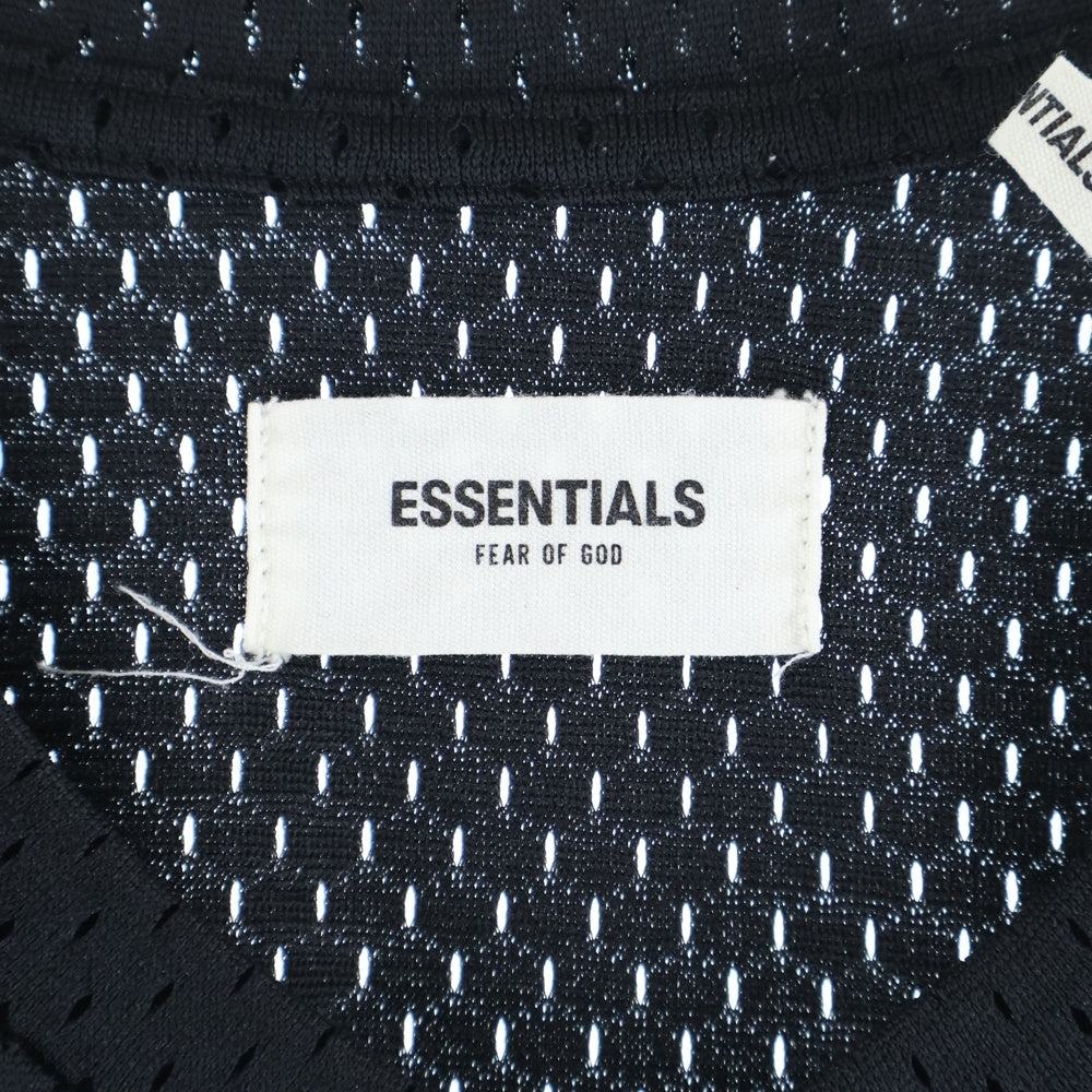 FEAR OF GOD ESSENTIALS(フィアオブゴッド エッセンシャルズ) バックロゴプリント メッシュ Vネック Tシャツ ブラック