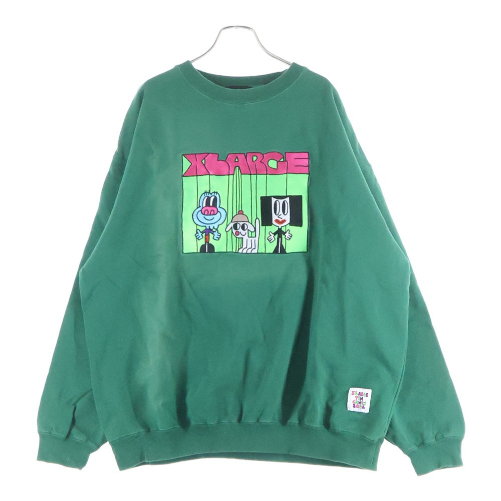 X-LARGE(エクストララージ) TIM COMIX CREWNECK SWEAT コミックス刺繍 クルーネック スウェット トレーナー グリーン 101223012016