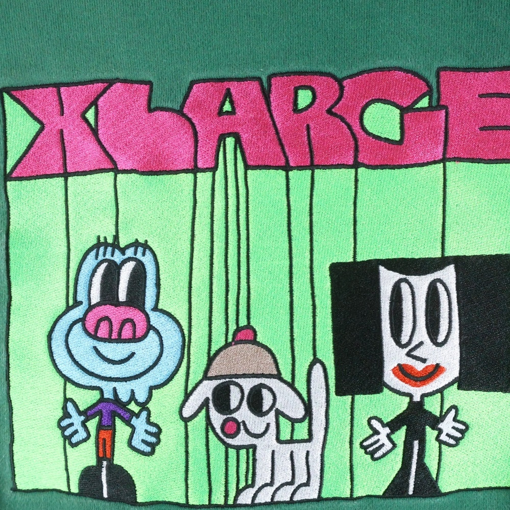 X-LARGE(エクストララージ) TIM COMIX CREWNECK SWEAT コミックス刺繍 クルーネック スウェット トレーナー グリーン 101223012016