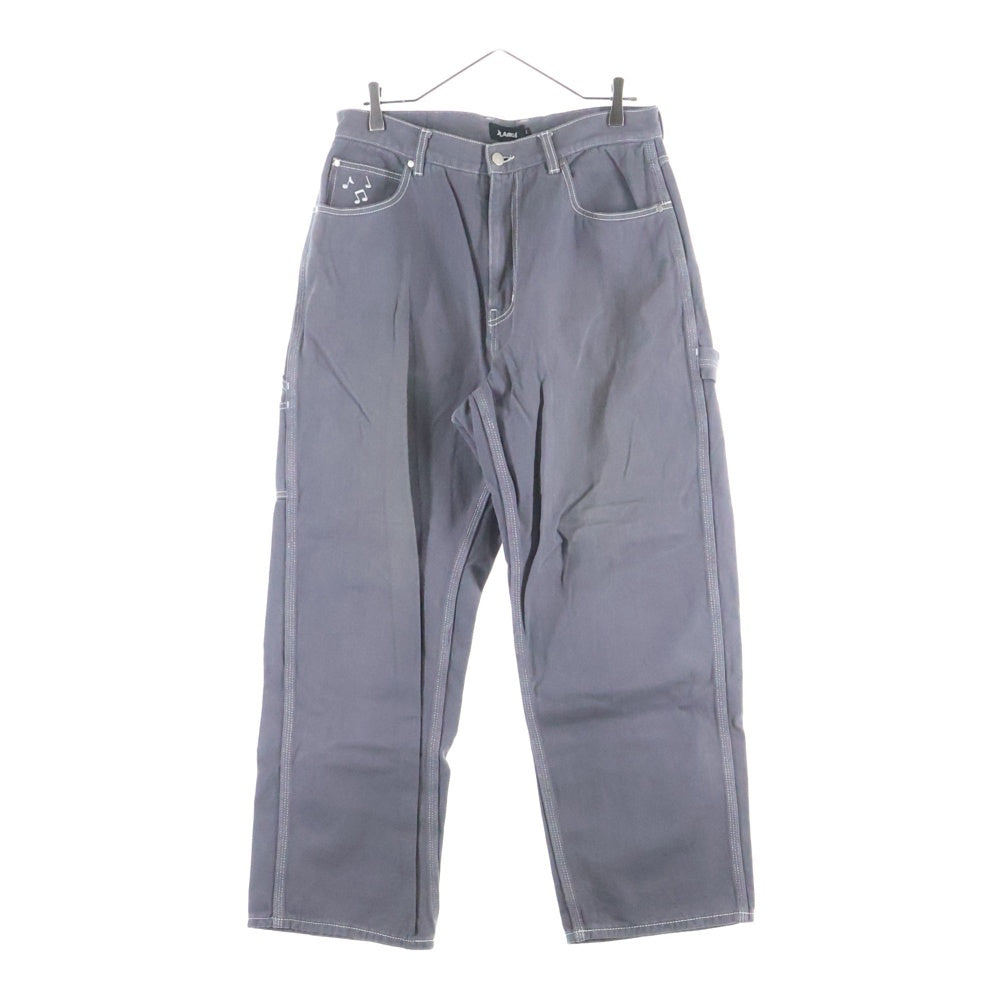 X-LARGE(エクストララージ) EMBROIDERED OVER-DYE WORK PANTS 刺繍デザイン デニム ペインターワークパンツ グレー 101223031021