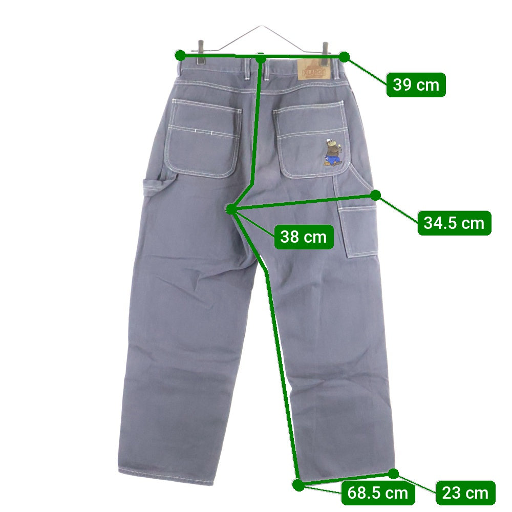 X-LARGE(エクストララージ) EMBROIDERED OVER-DYE WORK PANTS 刺繍デザイン デニム ペインターワークパンツ グレー 101223031021