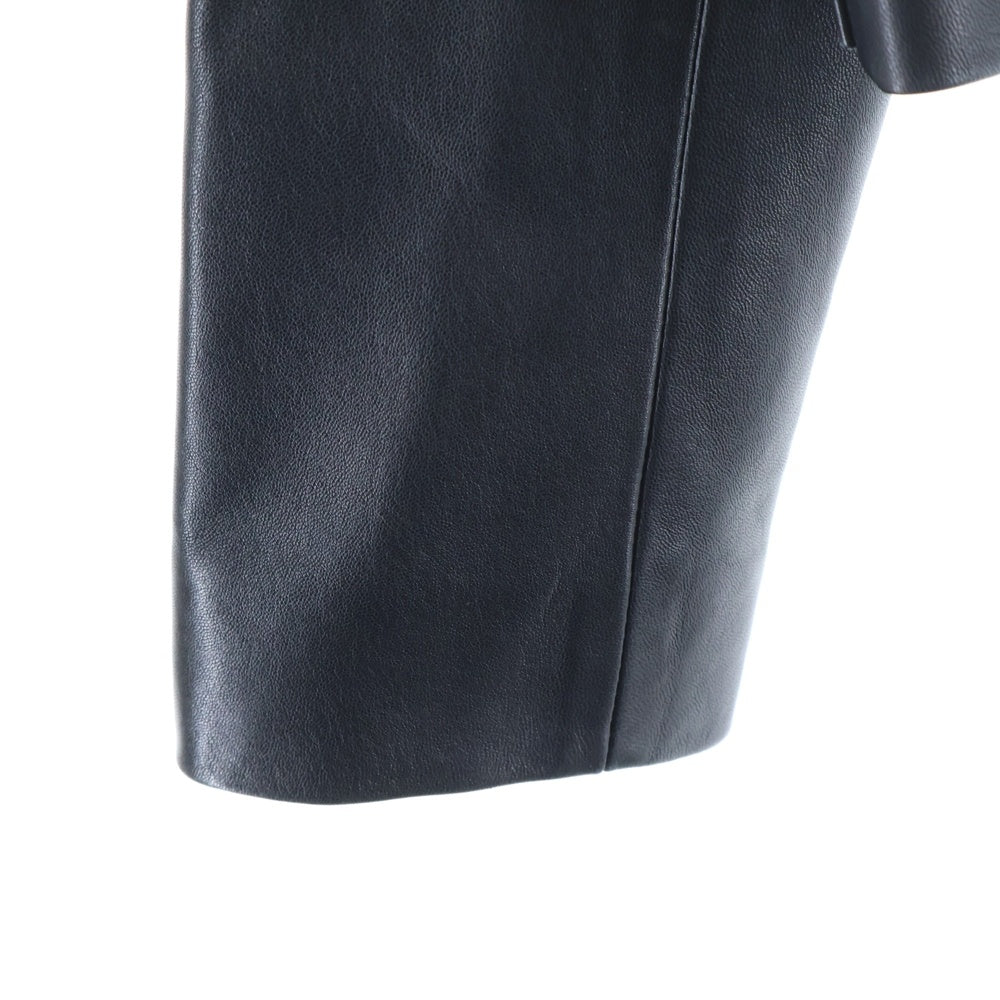 agnes b.(アニエスベー) ラムレザー ノーカラー ラインストーン レザージャケット ブラック レディース X101CU32