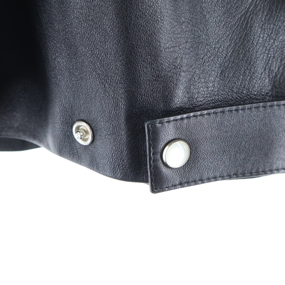 agnes b.(アニエスベー) ラムレザー ノーカラー ラインストーン レザージャケット ブラック レディース X101CU32