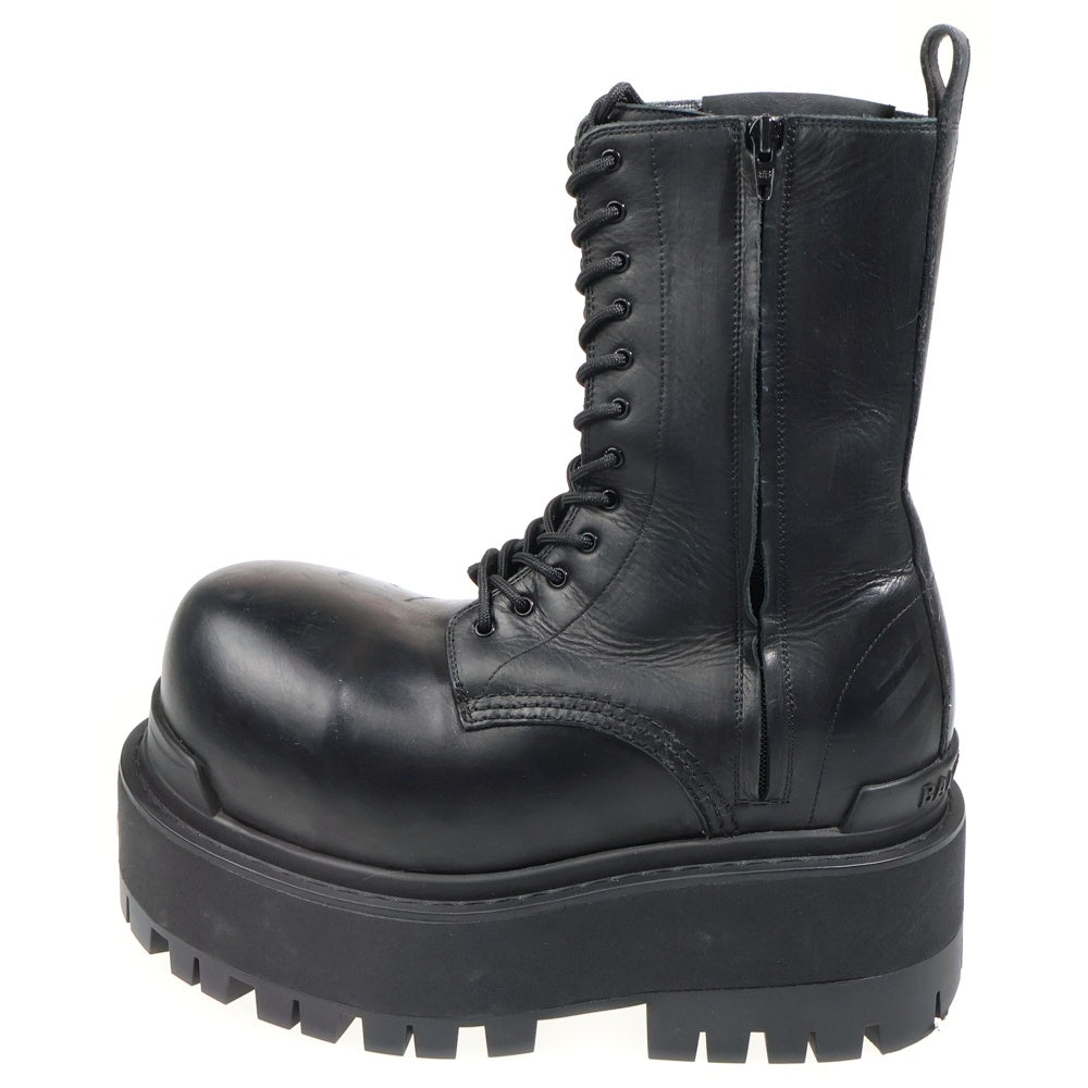 BALENCIAGA(バレンシアガ) GIANT BOOTS BBロゴ サイドジップアップ レザー ジャイアンント ブーツ ブラック 813689