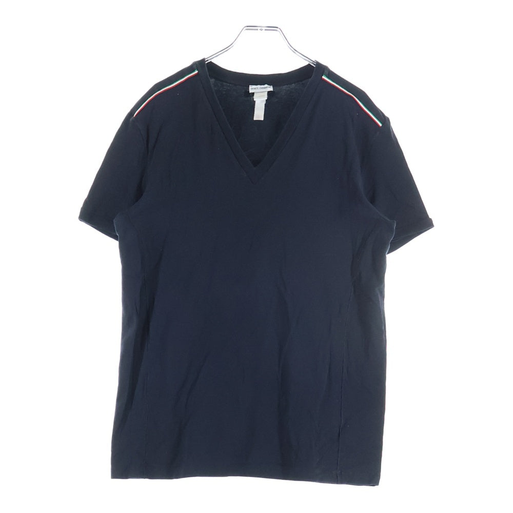 DOLCE & GABBANA(ドルチェアンドガッバーナ) パイピングライン Vネック半袖カットソー ブラック