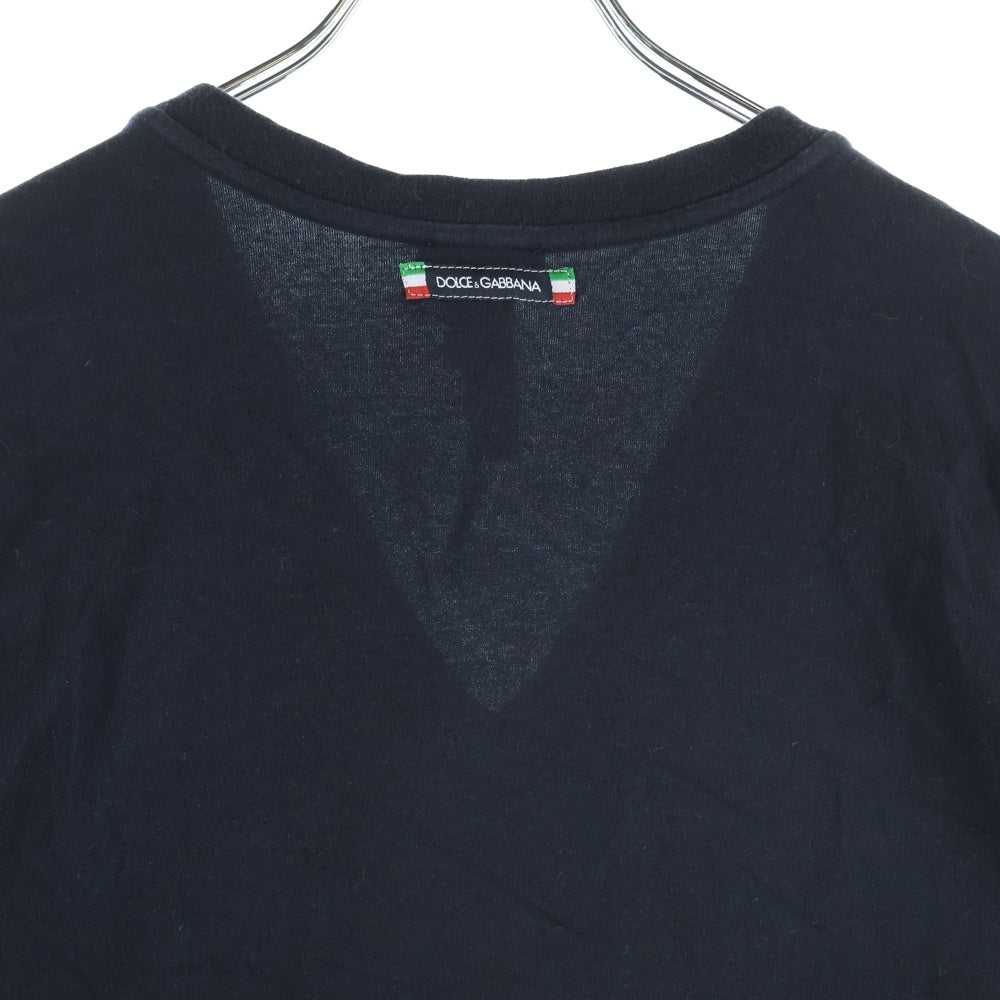 DOLCE & GABBANA(ドルチェアンドガッバーナ) パイピングライン Vネック半袖カットソー ブラック