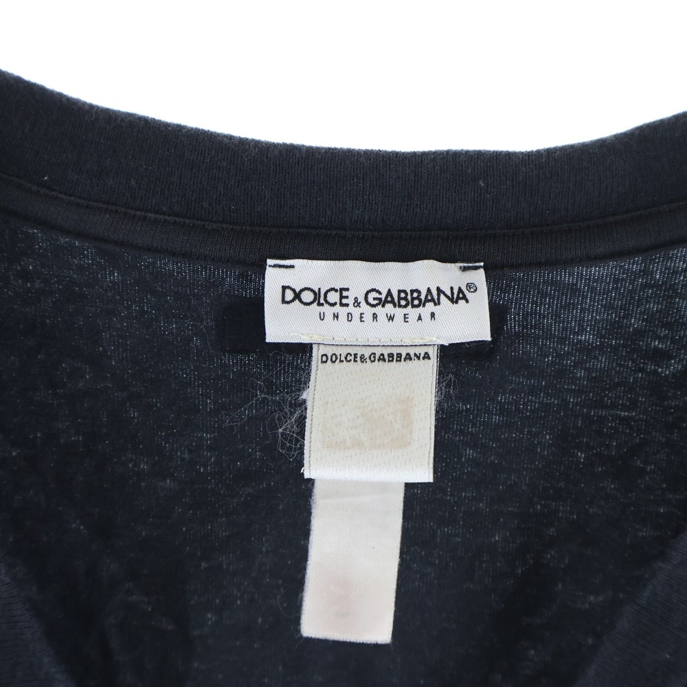 DOLCE & GABBANA(ドルチェアンドガッバーナ) パイピングライン Vネック半袖カットソー ブラック