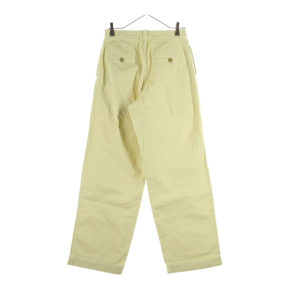NO BRAND(ノーブランド) B SIDES ビーサイド USA製 コットン ノータック ボタンフライ ワイドパンツ イエロー レディース 3510600677