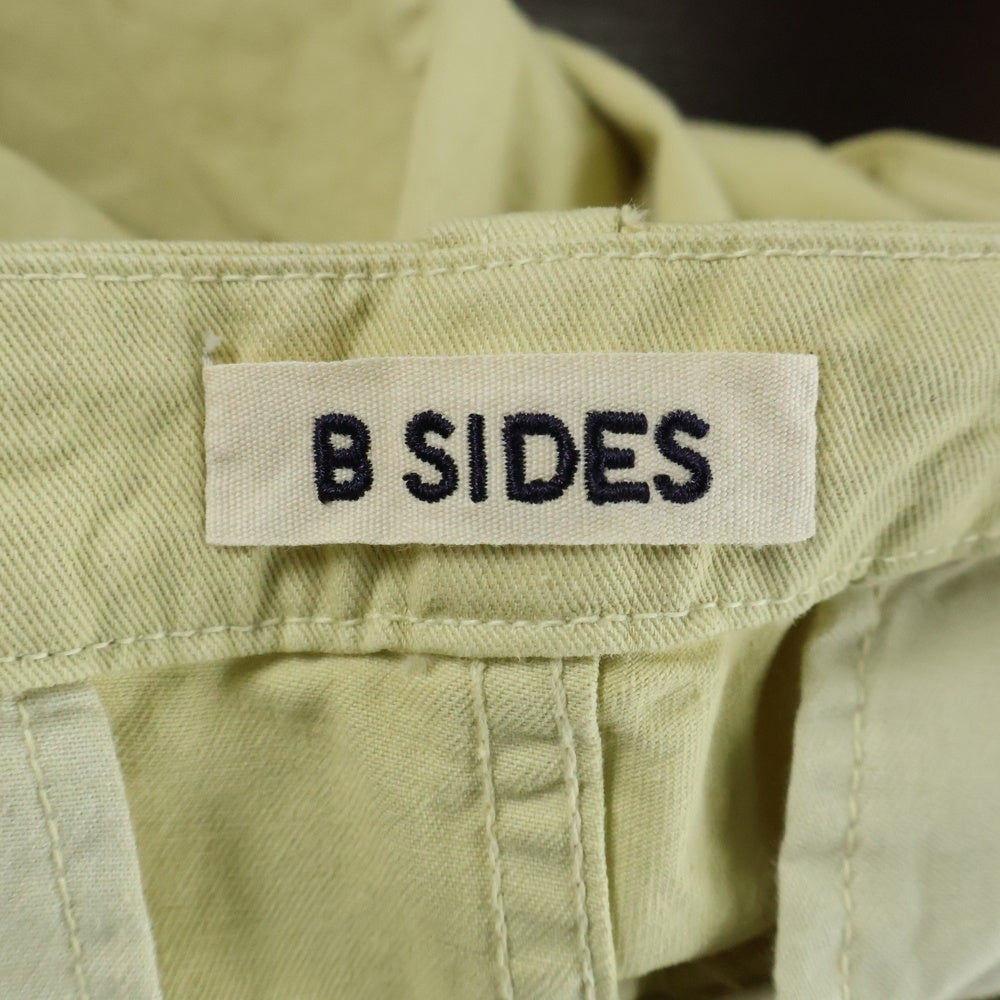NO BRAND(ノーブランド) B SIDES ビーサイド USA製 コットン ノータック ボタンフライ ワイドパンツ イエロー レディース 3510600677