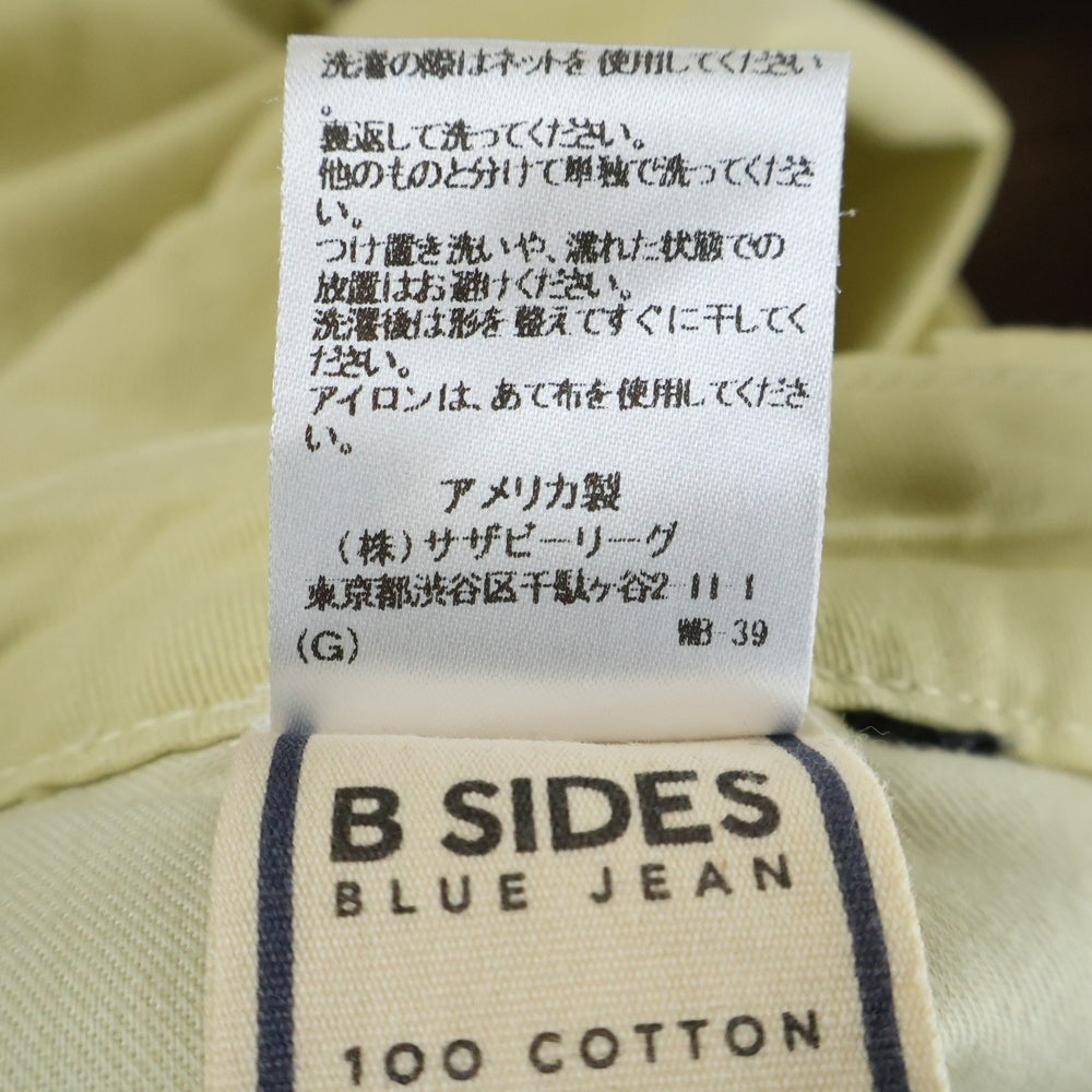 NO BRAND(ノーブランド) B SIDES ビーサイド USA製 コットン ノータック ボタンフライ ワイドパンツ イエロー レディース 3510600677