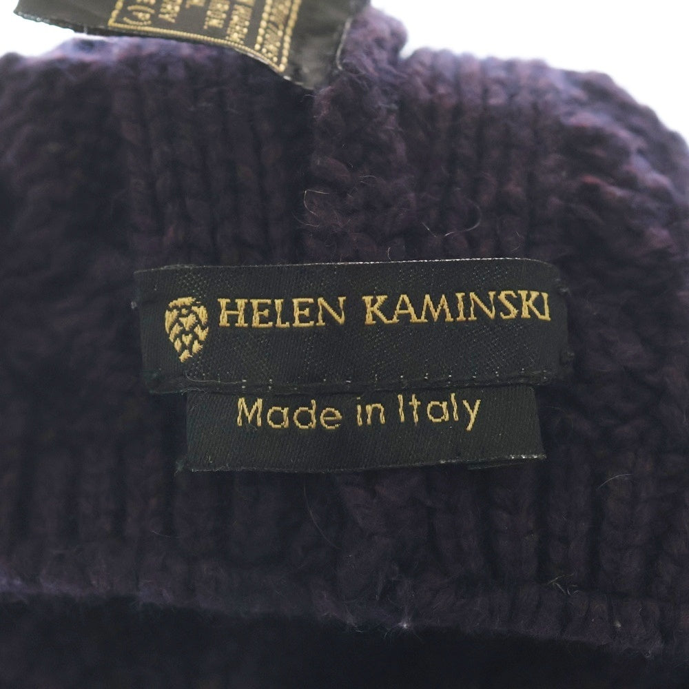 HELEN KAMINSKI(ヘレンカミンスキー) イタリア製 カシミヤ混 ケーブル編みニット ベレー帽 パープル レディース
