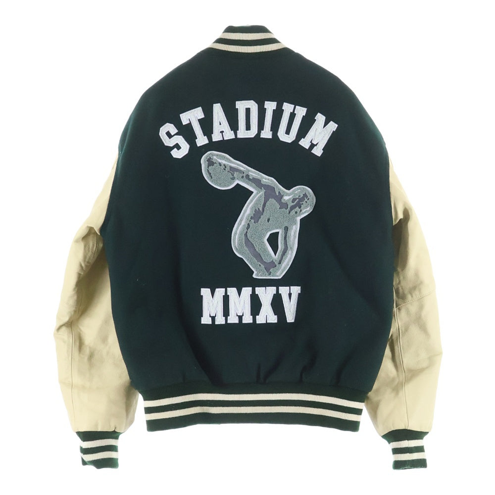 STADIUM(スタジアム) VARSITY JACKET ロゴデザイン レザー切り替え バーシティージャケット グリーン