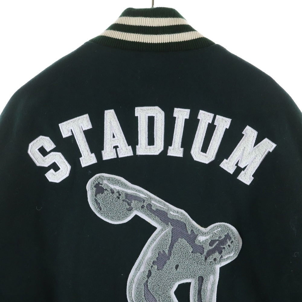 STADIUM(スタジアム) VARSITY JACKET ロゴデザイン レザー切り替え バーシティージャケット グリーン