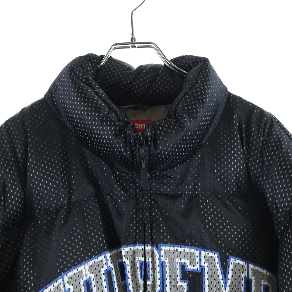 SUPREME(シュプリーム) 23SS Mesh Jersey Puffer Jacket メッシュジャージ ロゴデザイン パファージャケット ブラック