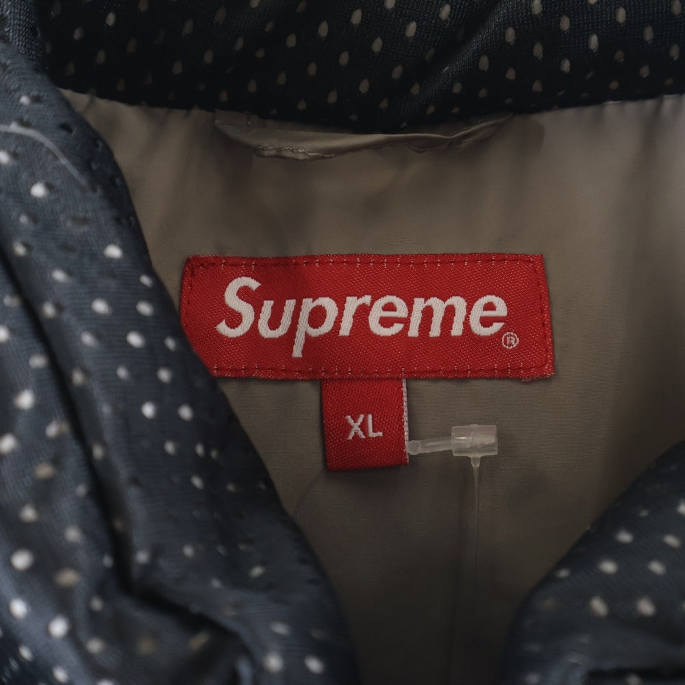 SUPREME(シュプリーム) 23SS Mesh Jersey Puffer Jacket メッシュジャージ ロゴデザイン パファージャケット ブラック