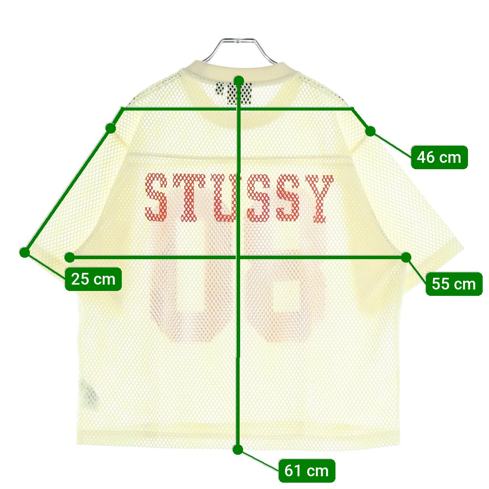 STUSSY(ステューシー) TEAM JERSEY 80 チーム ナンバリングデザイン クルーネック メッシュ 半袖Tシャツ イエロー