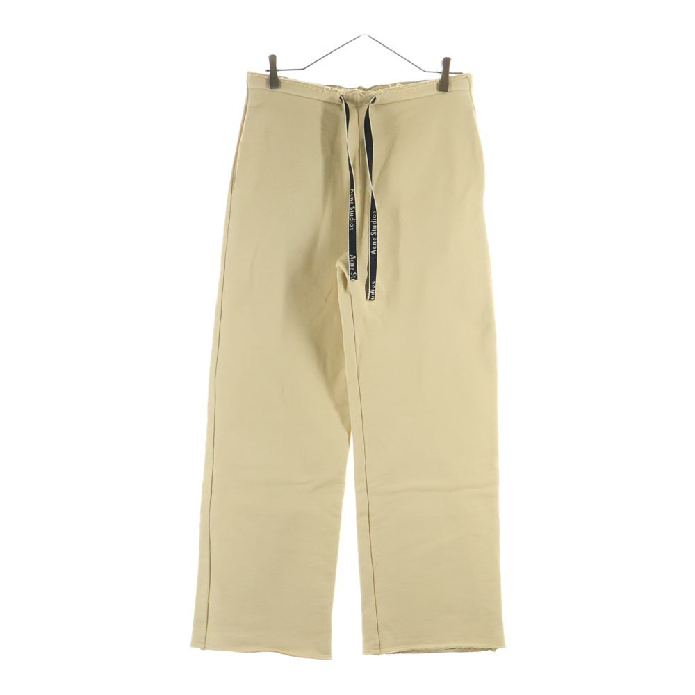 Acne Studios(アクネ ストゥディオズ) FADED BLACK FLEECE TROUSERS フェイディッド ドローストリング ロゴデザイン フリースパンツ イエロー FN-WN-TROU000169