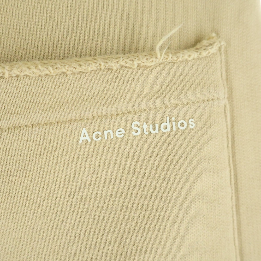 Acne Studios(アクネ ストゥディオズ) FADED BLACK FLEECE TROUSERS フェイディッド ドローストリング ロゴデザイン フリースパンツ イエロー FN-WN-TROU000169