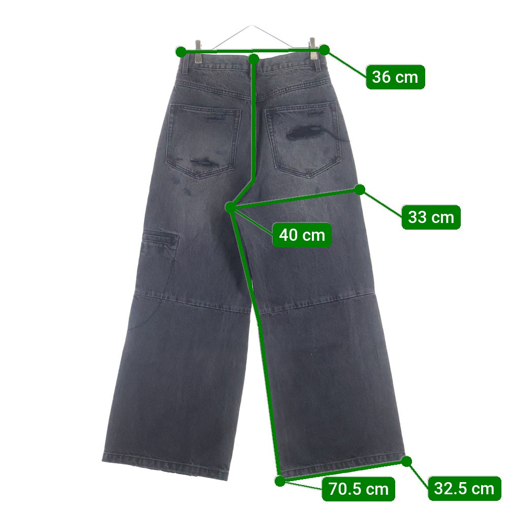 BREATH(ブレス) GRUNGE WIDE DENIM PANTS ダメージ加工 グランジ ワイド デニムパンツ ブラック BR24AW-P1007