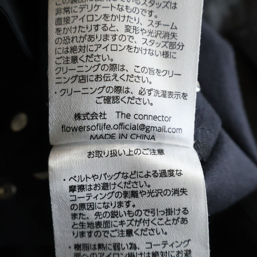 NO BRAND(ノーブランド) BLOOMYARD ブルームヤード MULTI STUDS V LEATHER SHORTS マルチ スタッズ ブイ レザーショーツ ハーフパンツ ブラック BY251-008