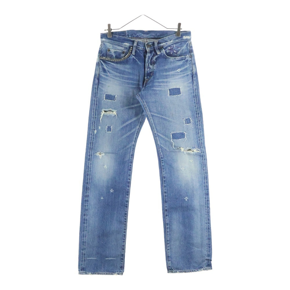 HYSTERIC GLAMOUR(ヒステリックグラマー) 1stモデル 小窓 ダメージ加工 スタッズ デニム パンツ インディゴ 4AP-1251