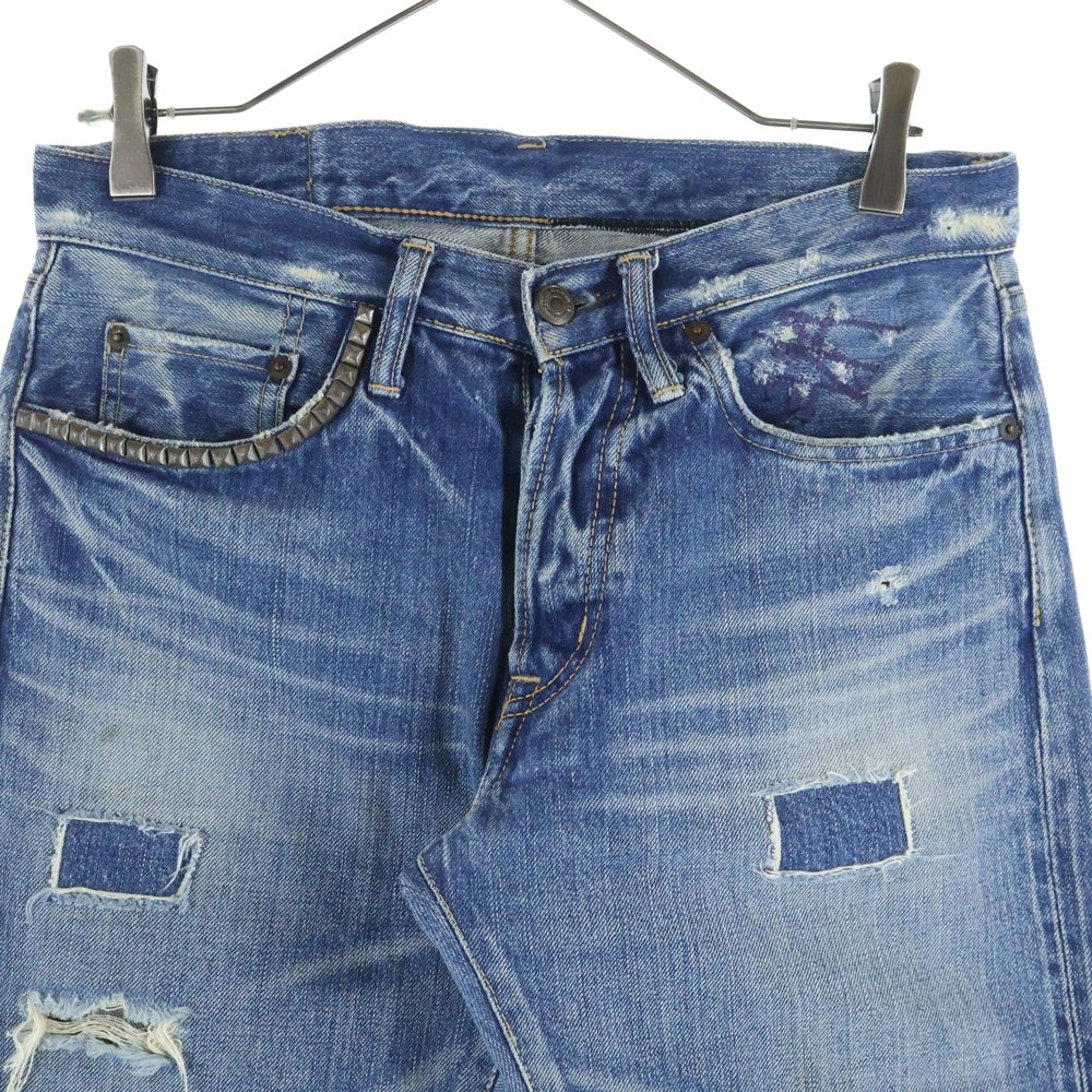 HYSTERIC GLAMOUR(ヒステリックグラマー) 1stモデル 小窓 ダメージ加工 スタッズ デニム パンツ インディゴ 4AP-1251