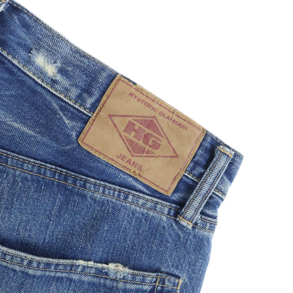 HYSTERIC GLAMOUR(ヒステリックグラマー) 1stモデル 小窓 ダメージ加工 スタッズ デニム パンツ インディゴ 4AP-1251