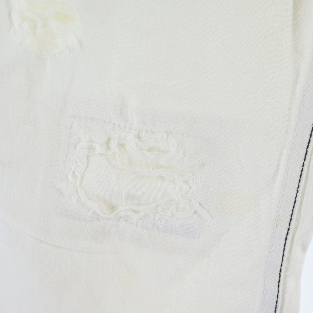 NUMBER (N)INE(ナンバーナイン) 02SS モダンエイジ期 ジップフライ ストレート クラッシュド ダメージ デニム パンツ ホワイト