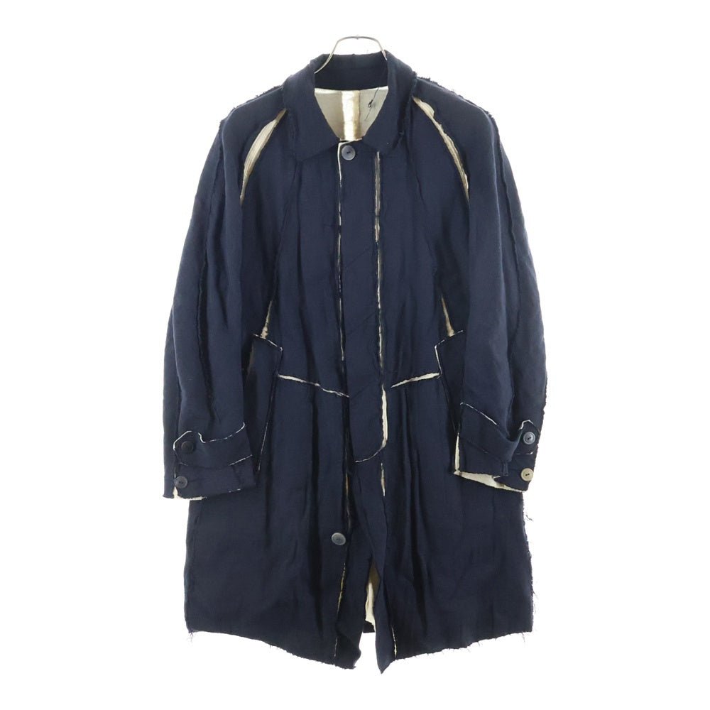 TAKAHIROMIYASHITA The SoloIst.(タカヒロミヤシタザソロイスト) LAYERED RAIN COAT スラッシュデザイン レイヤード レインコート ネイビー/アイボリー S.0004