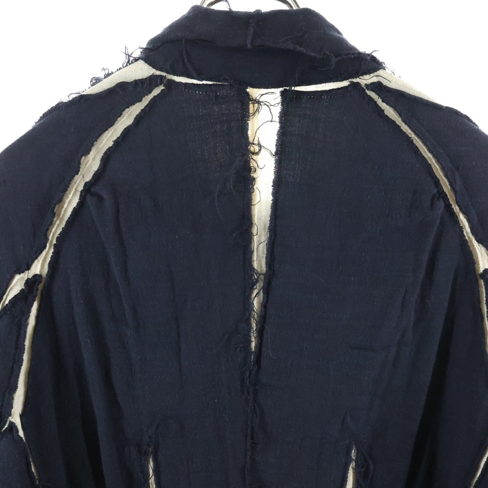 TAKAHIROMIYASHITA The SoloIst.(タカヒロミヤシタザソロイスト) LAYERED RAIN COAT スラッシュデザイン レイヤード レインコート ネイビー/アイボリー S.0004