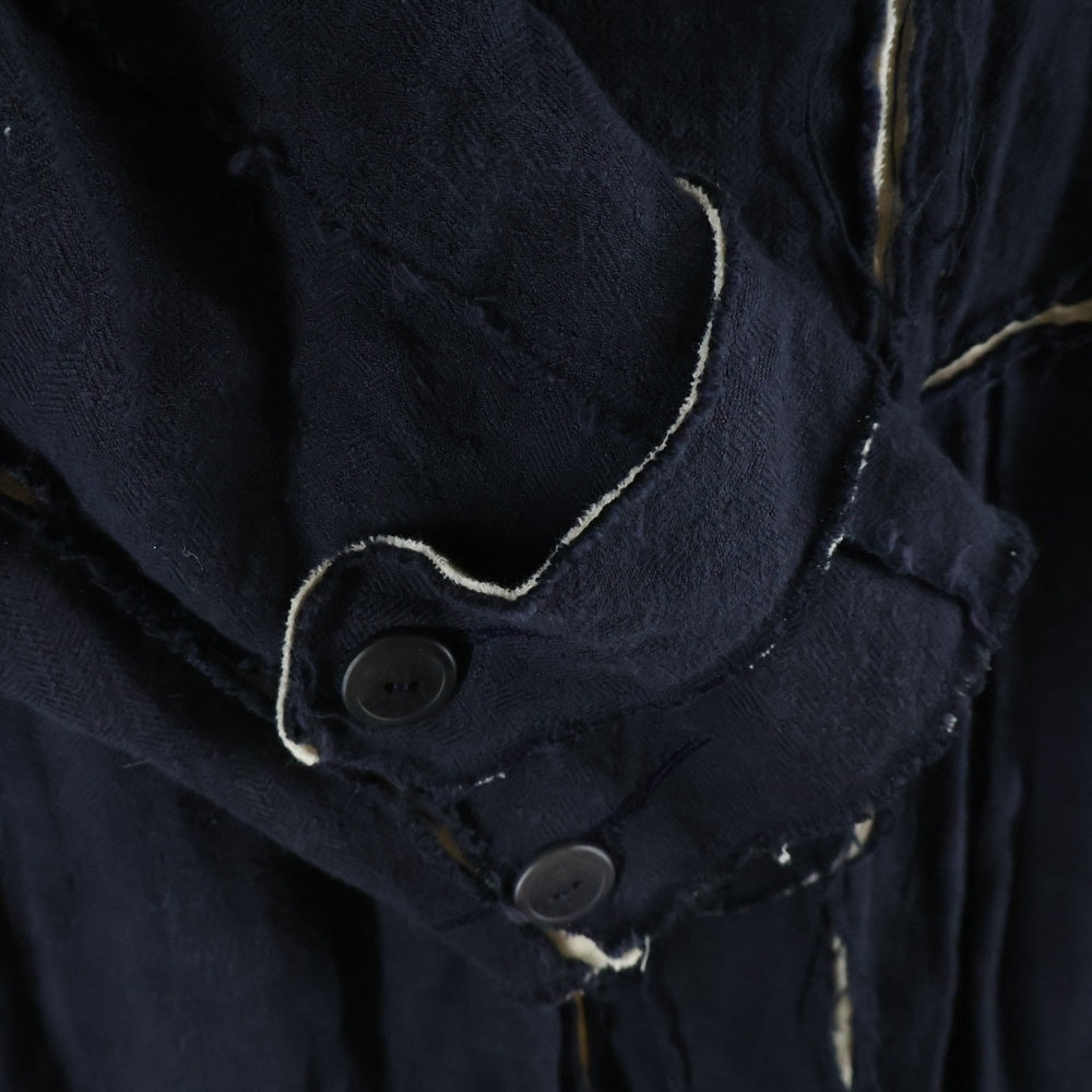 TAKAHIROMIYASHITA The SoloIst.(タカヒロミヤシタザソロイスト) LAYERED RAIN COAT スラッシュデザイン レイヤード レインコート ネイビー/アイボリー S.0004