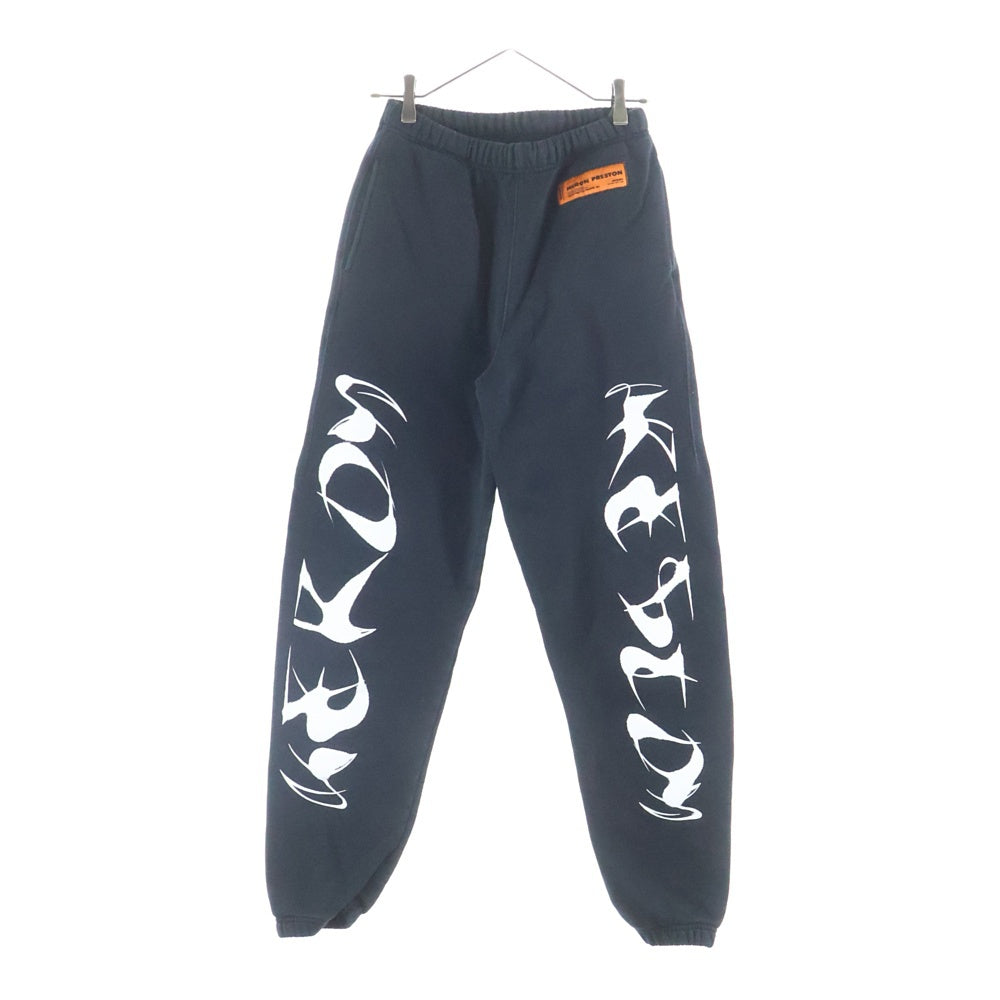 HERON PRESTON(ヘロンプレストン) 21AW サイドプリント ドローストリング スウェットパンツ ブラック HMCH024F21JER001