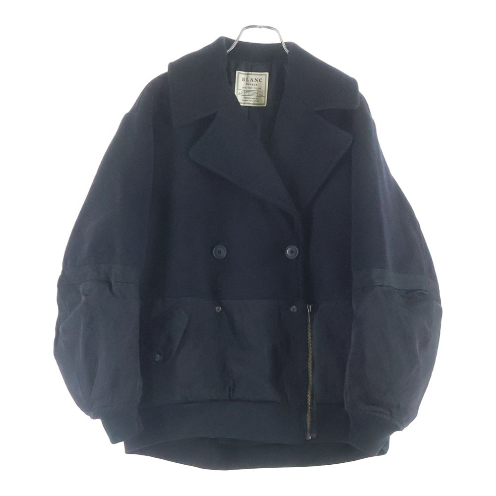 NO BRAND(ノーブランド) BLANC BASQUE ブランバスク Pコート ナイロン切替 ジャケット ブラック BB36-514