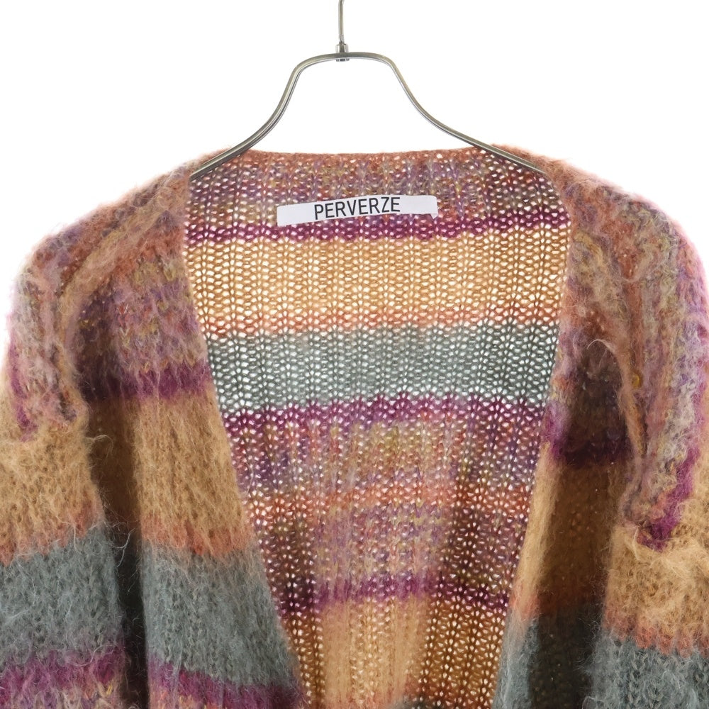PERVERZE(パーバーズ) STRIPE MOHAIR WIDE CARDIGAN ストライプ モヘア ワイド ニットカーディガン マルチカラー 0121030511
