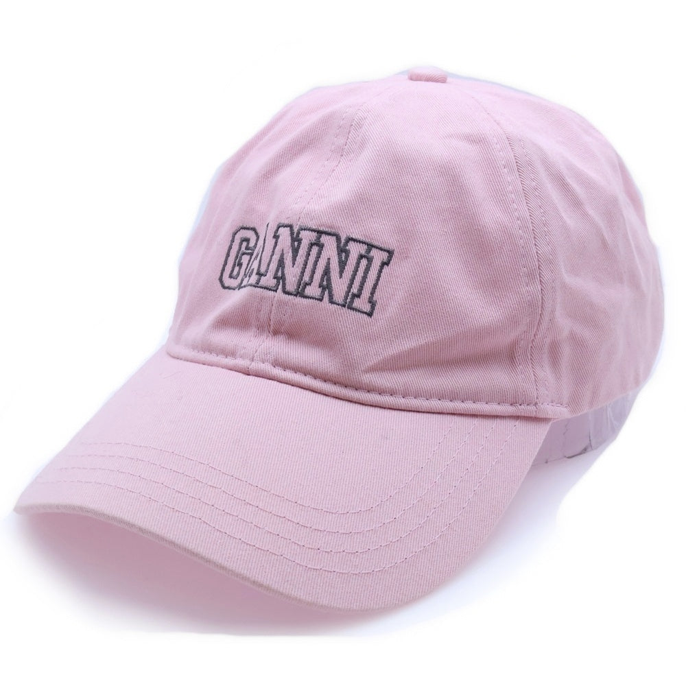 GANNI(ガニー) フロントロゴ 6パネル ベースボールキャップ 帽子 ピンク A3430