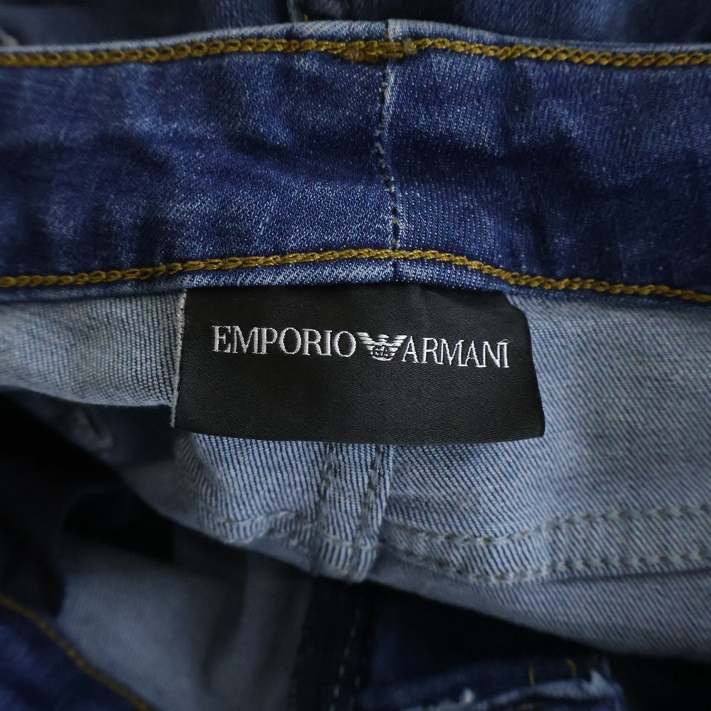 EMPORIO ARMANI(エンポリオアルマーニ) ロゴメタルパーツ コットンストレッチ デニムスキニーパンツ インディゴ 7V2J23 2D7GZ