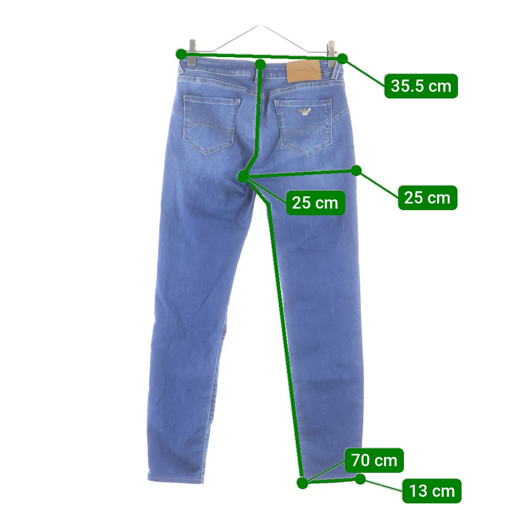 EMPORIO ARMANI(エンポリオアルマーニ) ロゴメタルパーツ コットンストレッチ デニムスキニーパンツ インディゴ 7V2J23 2D7GZ